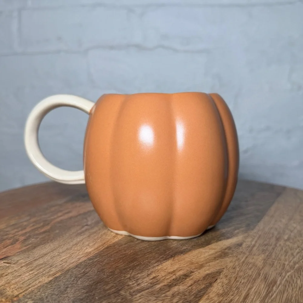 West Elm Pumpkin Shaped Ceramic Mugs - Set of 2, Brown